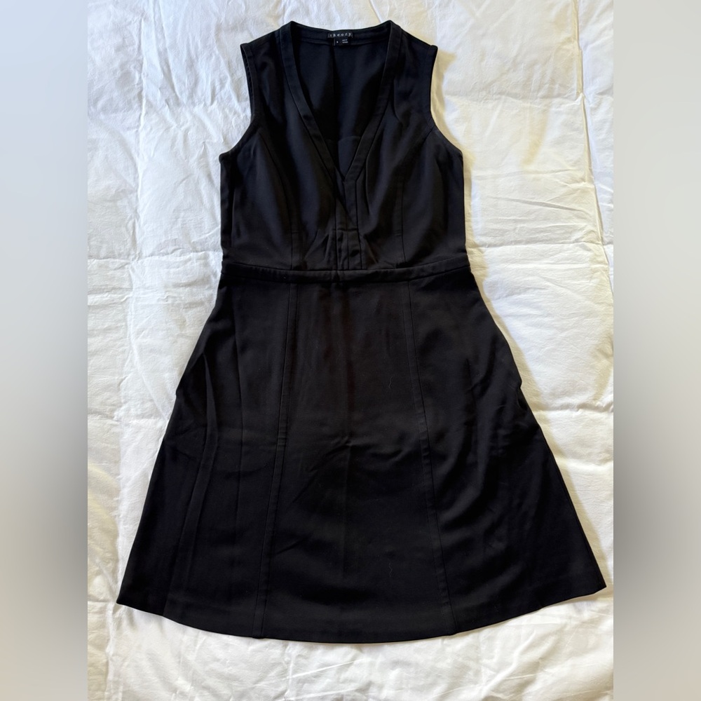 Theory Black V-Neck Mini Dress 8